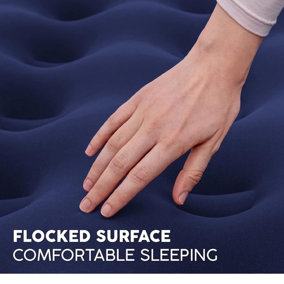 Bestway Comfort Quest Flocked Double Air Mattress bed - Blue, 80” x 60” x 8.5 - Picture 3 of 4